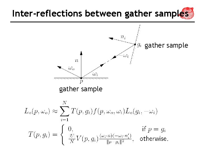 Inter-reflections between gather samples gather sample 