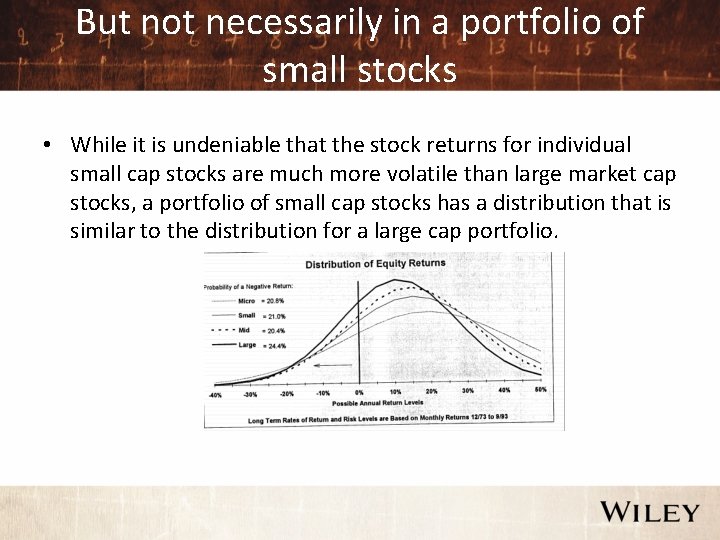 But not necessarily in a portfolio of small stocks • While it is undeniable