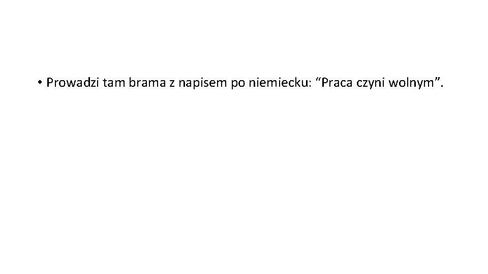  • Prowadzi tam brama z napisem po niemiecku: “Praca czyni wolnym”. 