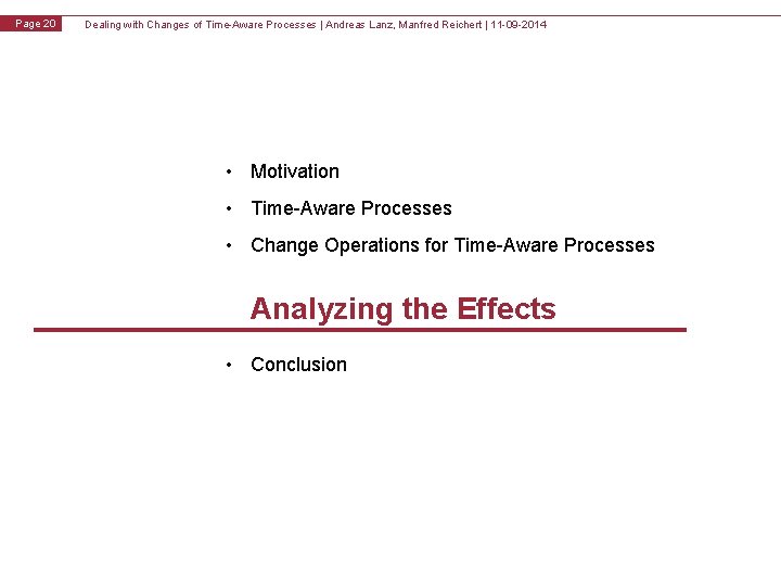 v 1. 0 Page 20 Dealing with Changes of Time-Aware Processes | Andreas Lanz,