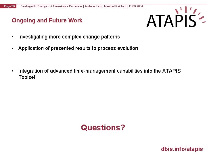 v 1. 0 Page 29 Dealing with Changes of Time-Aware Processes | Andreas Lanz,