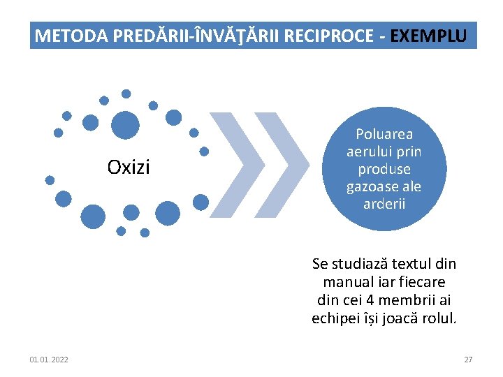 METODA PREDĂRII-ÎNVĂŢĂRII RECIPROCE - EXEMPLU Oxizi Poluarea aerului prin produse gazoase ale arderii Se