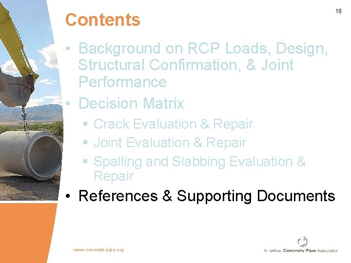 Contents 18 • Background on RCP Loads, Design, Structural Confirmation, & Joint Performance •