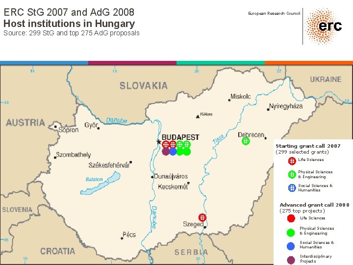 ERC St. G 2007 and Ad. G 2008 Host institutions in Hungary European Research