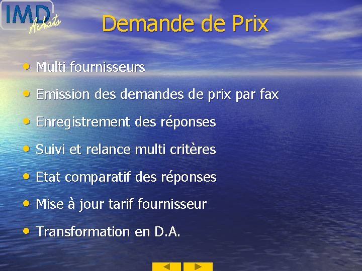 Demande de Prix • Multi fournisseurs • Emission des demandes de prix par fax