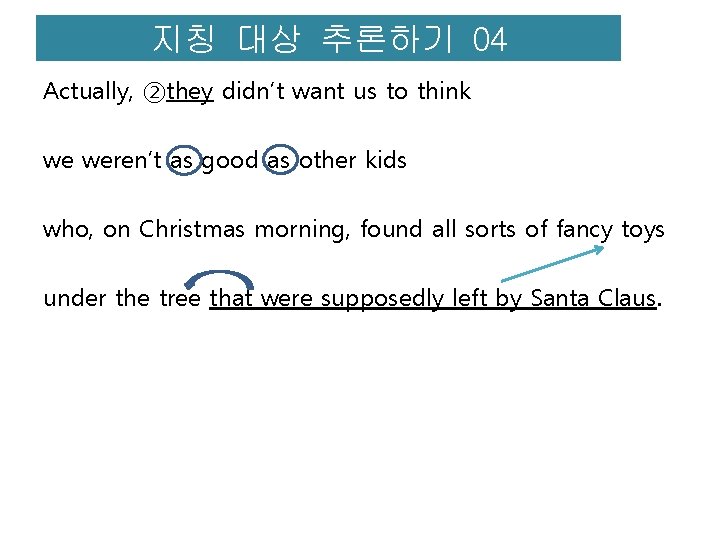 지칭 대상 추론하기 04 Actually, ②they didn’t want us to think we weren’t as