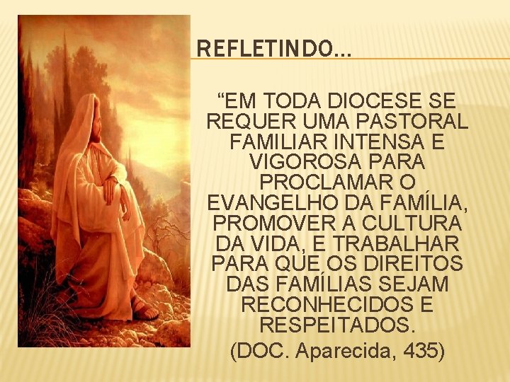 REFLETINDO. . . “EM TODA DIOCESE SE REQUER UMA PASTORAL FAMILIAR INTENSA E VIGOROSA