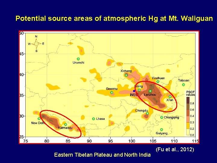 Potential source areas of atmospheric Hg at Mt. Waliguan Eastern Tibetan Plateau and North