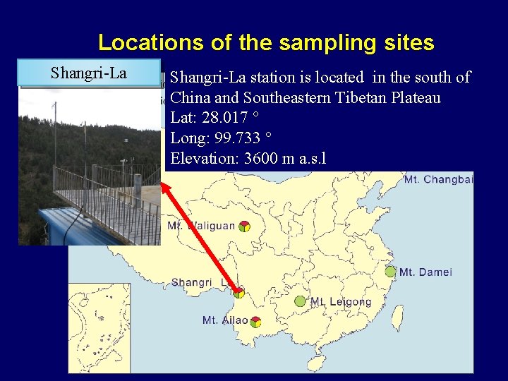Locations of the sampling sites Shangri-La station is located in the south of China