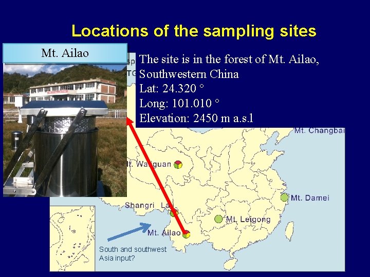 Locations of the sampling sites Mt. Ailao The site is in the forest of