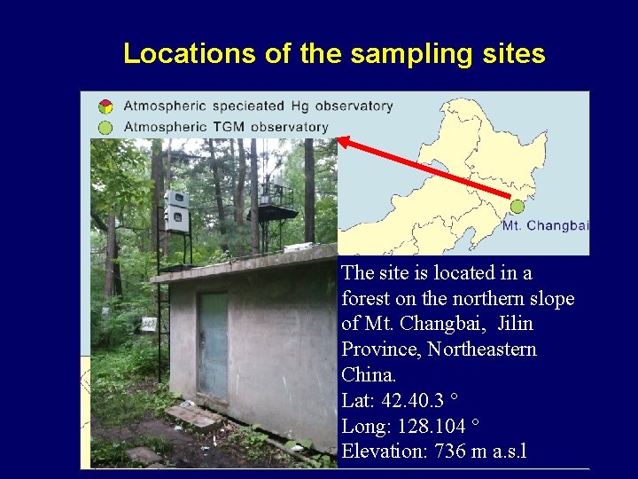 Locations of the sampling sites The site is located in a forest on the