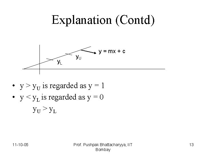 Explanation (Contd) y. L y. U y = mx + c • y >