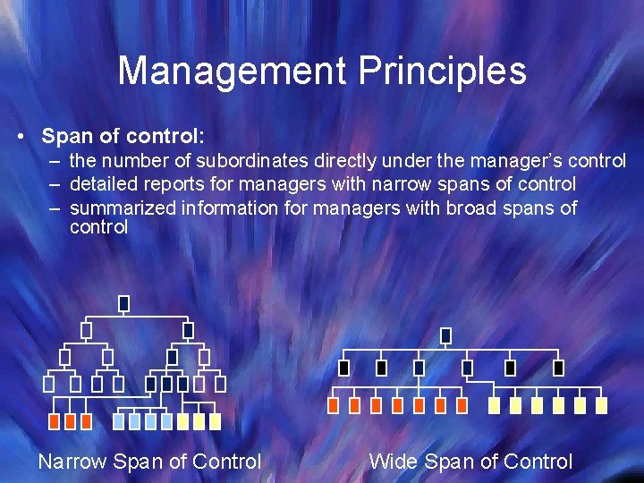 Management Principles • Span of control: – the number of subordinates directly under the