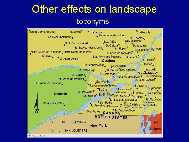 Other effects on landscape toponyms 