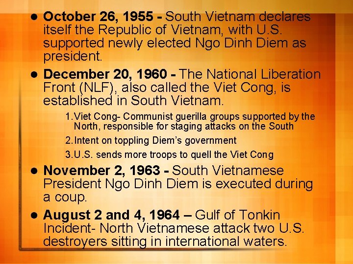 October 26, 1955 - South Vietnam declares itself the Republic of Vietnam, with U.