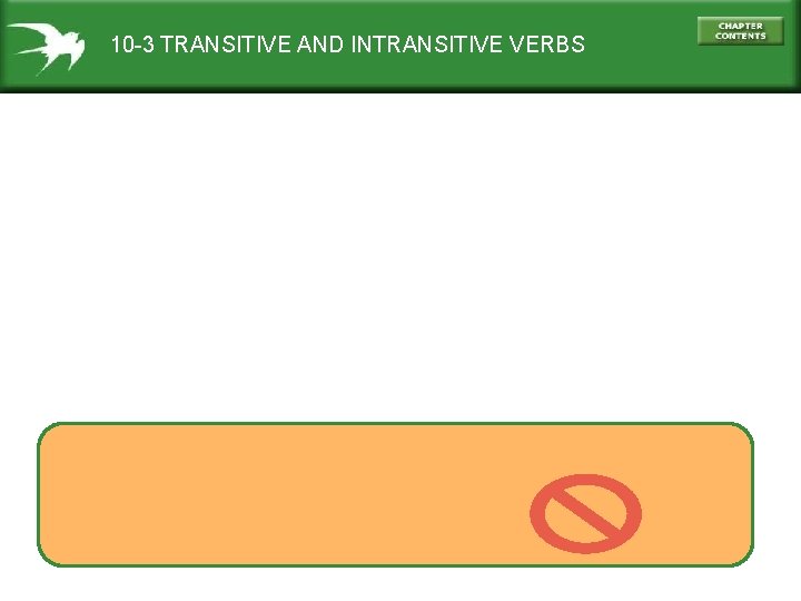 10 -3 TRANSITIVE AND INTRANSITIVE VERBS 