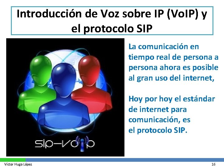 Introducción de Voz sobre IP (Vo. IP) y el protocolo SIP La comunicación en