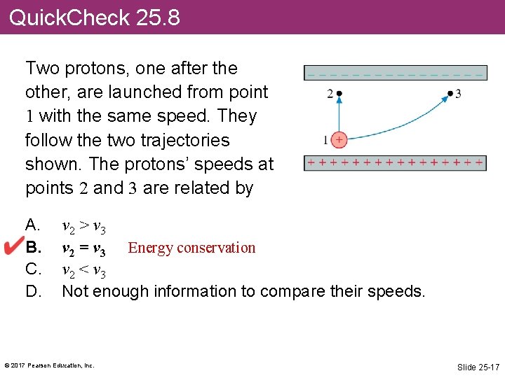 Quick. Check 25. 8 Two protons, one after the other, are launched from point