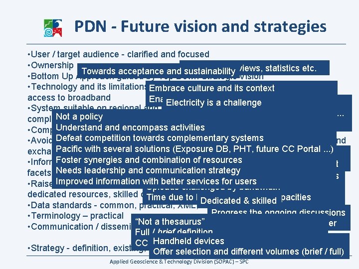 PDN - Future vision and strategies • User / target audience - clarified and