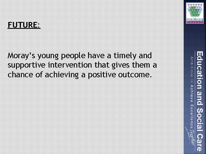 FUTURE: Education and Social Care Moray’s young people have a timely and supportive intervention