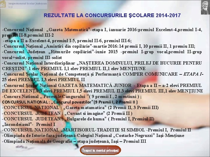 REZULTATE LA CONCURSURILE ŞCOLARE 2014 -2017 -Concursul Naţional „Gazeta Matematică”-etapa I, ianuarie 2016: premiul