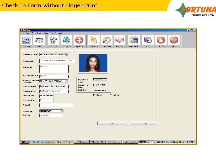 Check In Form without Finger Print 