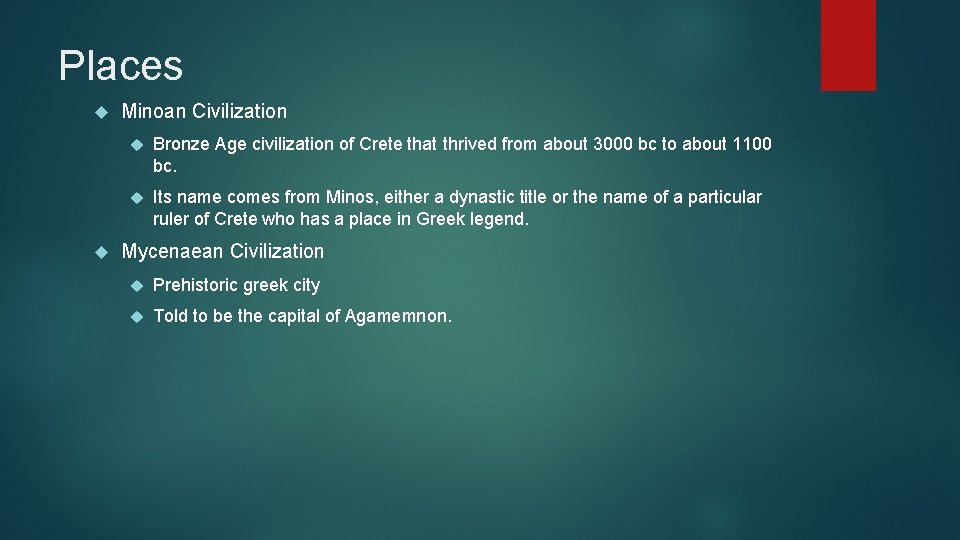 Places Minoan Civilization Bronze Age civilization of Crete that thrived from about 3000 bc