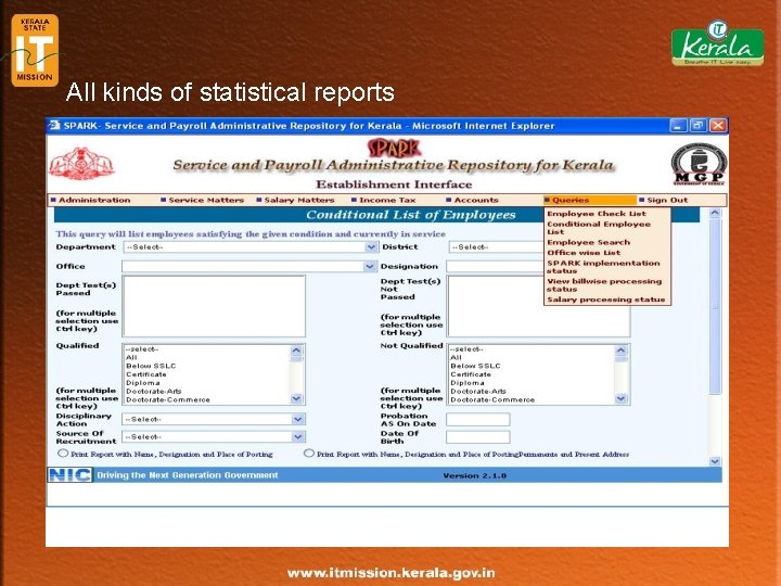All kinds of statistical reports 