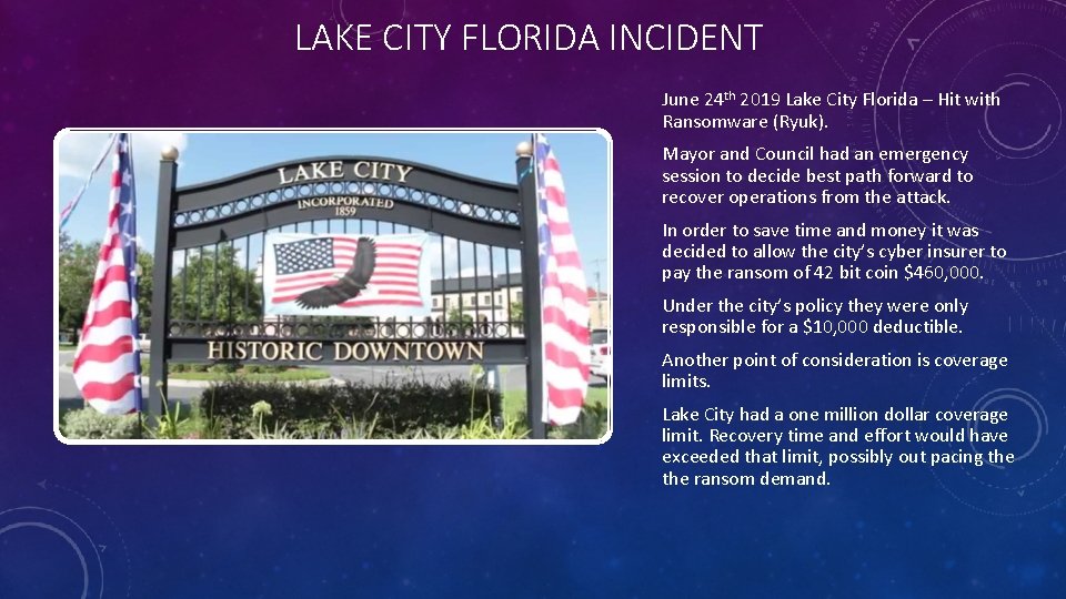 LAKE CITY FLORIDA INCIDENT June 24 th 2019 Lake City Florida – Hit with