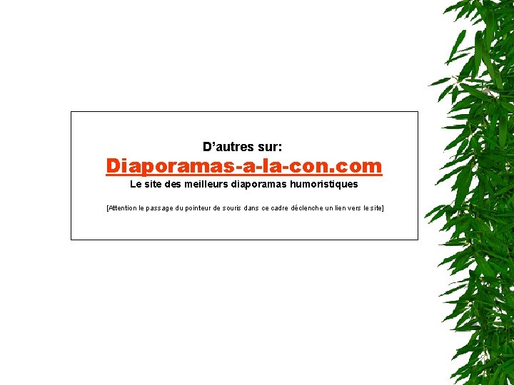 D’autres sur: Diaporamas-a-la-con. com Le site des meilleurs diaporamas humoristiques [Attention le passage du