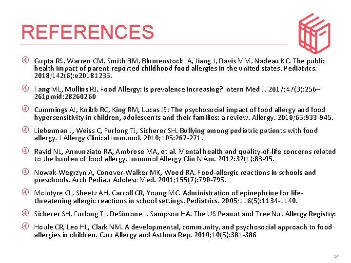 REFERENCES Gupta RS, Warren CM, Smith BM, Blumenstock JA, Jiang J, Davis MM, Nadeau