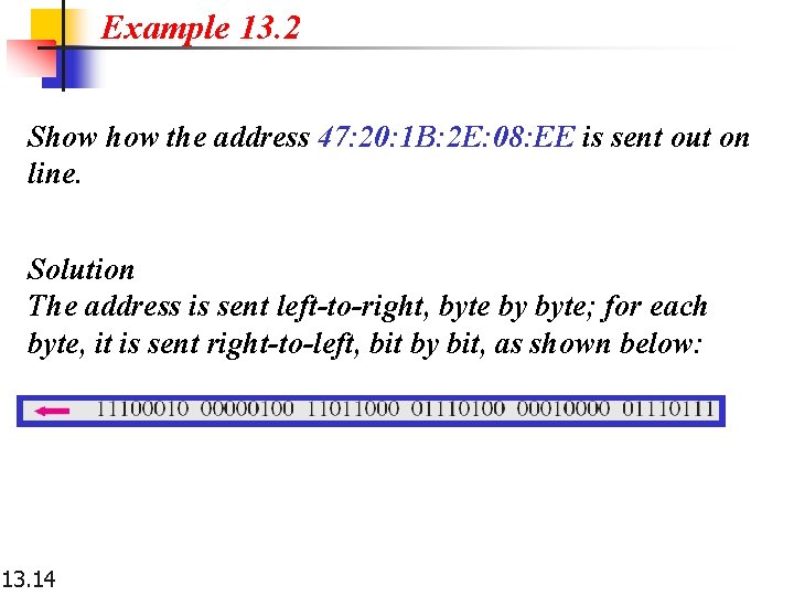 Example 13. 2 Show the address 47: 20: 1 B: 2 E: 08: EE Example 13. 2 Show the address 47: 20: 1 B: 2 E: 08: EE
