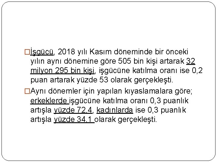 �İşgücü, 2018 yılı Kasım döneminde bir önceki yılın aynı dönemine göre 505 bin kişi