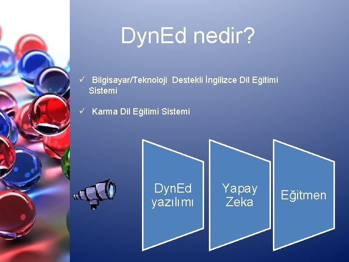 Dyn. Ed nedir? ü Bilgisayar/Teknoloji Destekli İngilizce Dil Eğitimi Sistemi ü Karma Dil Eğitimi