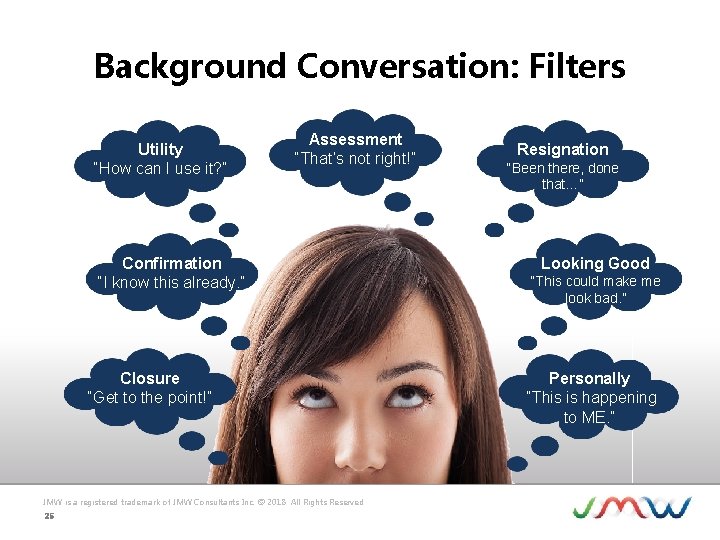 Background Conversation: Filters Utility “How can I use it? ” Assessment “That’s not right!”