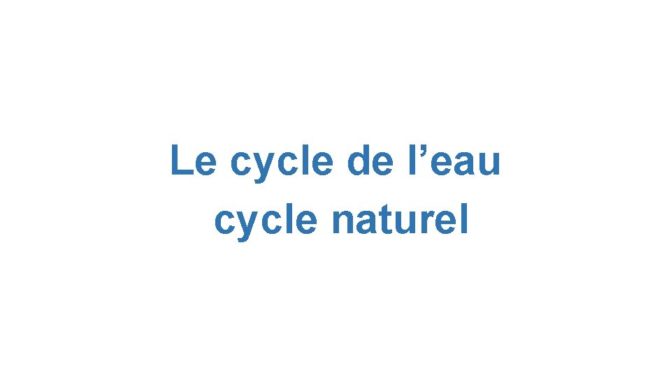 Le cycle de l’eau cycle naturel 