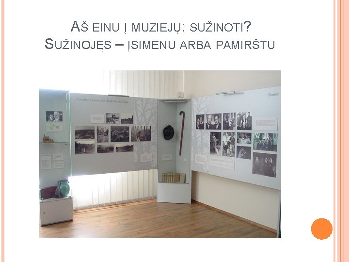 AŠ EINU Į MUZIEJŲ: SUŽINOTI? SUŽINOJĘS – ĮSIMENU ARBA PAMIRŠTU 