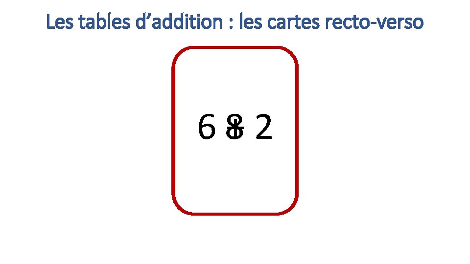 Les tables d’addition : les cartes recto-verso 6 8+ 2 