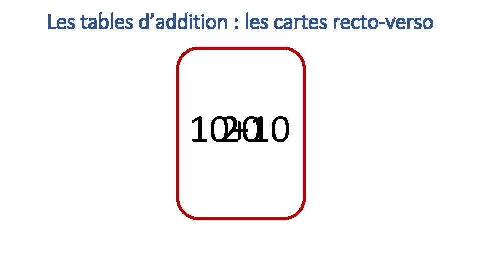 Les tables d’addition : les cartes recto-verso 10+10 20 