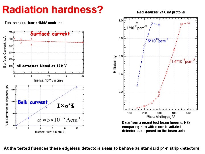 Radiation hardness? Real devices/ 24 Ge. V protons Test samples 1 cm 2 /