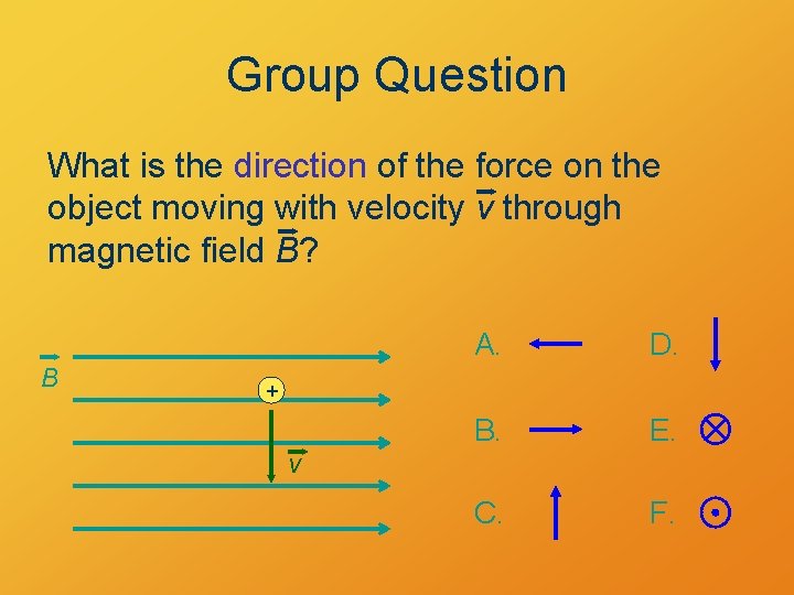 Group Question What is the direction of the force on the object moving with