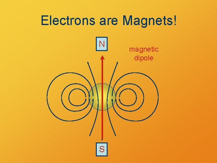 Electrons are Magnets! N S magnetic dipole 