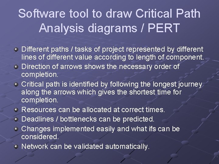 Software tool to draw Critical Path Analysis diagrams / PERT Different paths / tasks