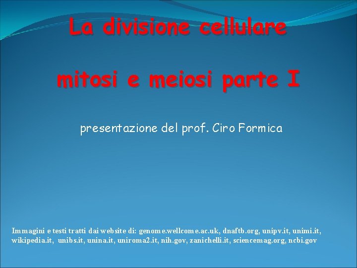 La divisione cellulare mitosi e meiosi parte I presentazione del prof. Ciro Formica Immagini