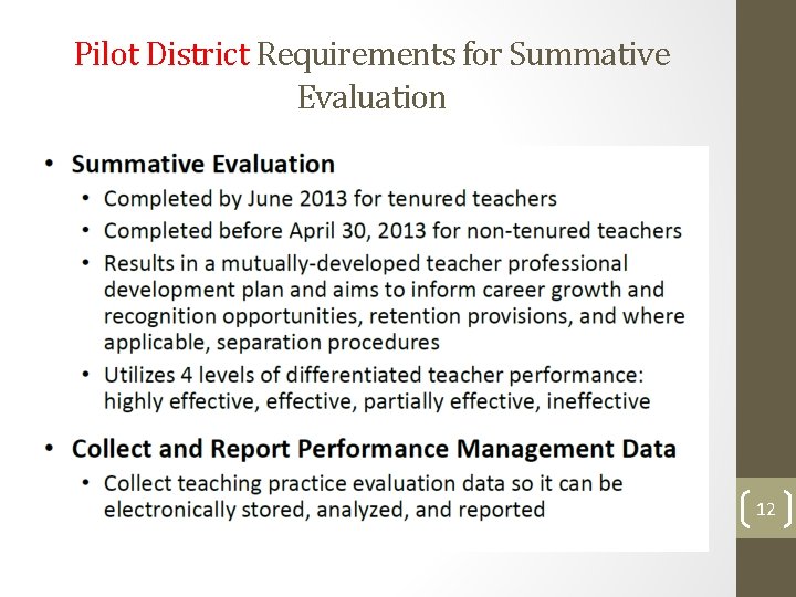 Pilot District Requirements for Summative Evaluation 12 Pilot District Requirements for Summative Evaluation 12