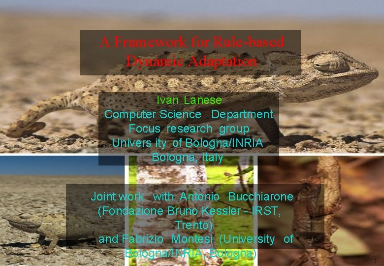 A Framework for Rule-based Dynamic Adaptation Ivan Lanese Computer Science Department Focus research group
