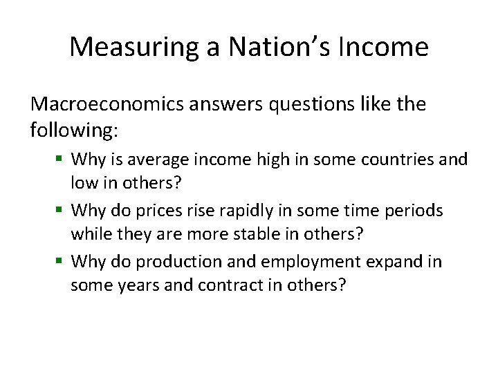 Unit 4 MACROECONOMICS Measuring a Nations Income Microeconomics