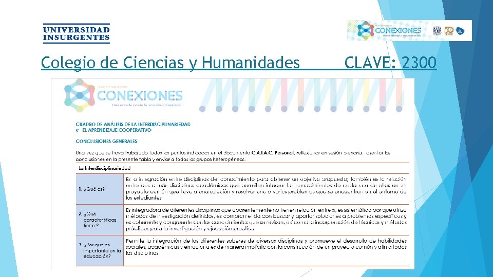 Colegio de Ciencias y Humanidades CLAVE: 2300 