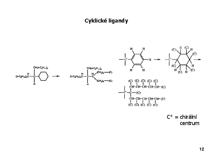 Cyklické ligandy C* = chirální centrum 12 