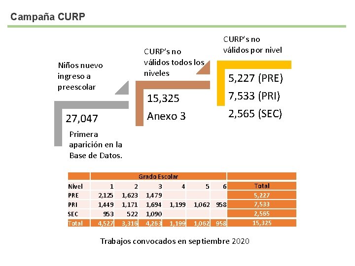 Campaña CURP’s no válidos por nivel CURP’s no válidos todos los niveles Niños nuevo